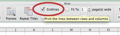 print gridlines in excel for mac